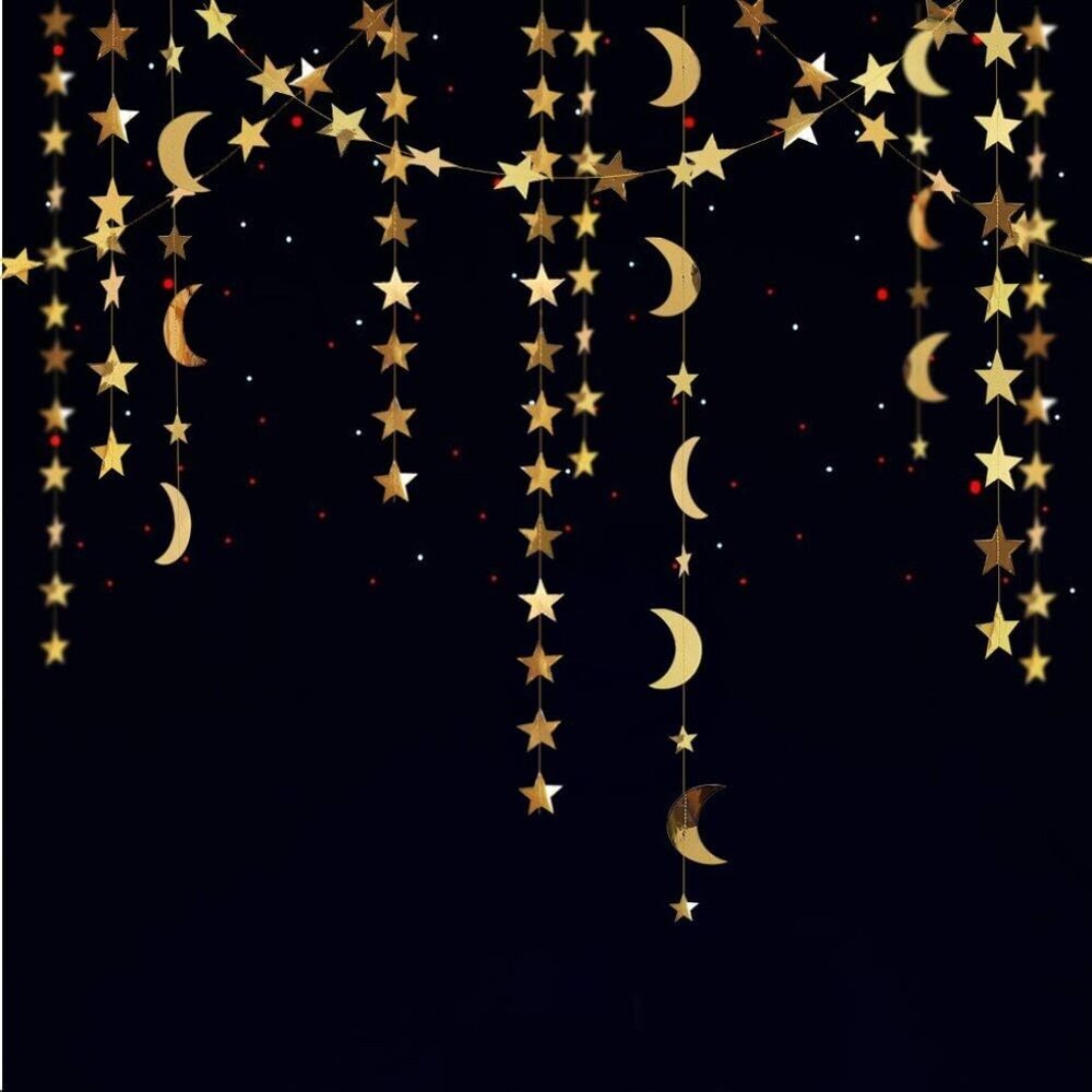 Gold Moon Star Garland Ramadan Decorations Hanging Twinkle Little Star Two The M